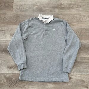 Nike Lab Rugby Shirt Mens M Gray Long Sleeve Heavy Pullover Sweatshirt DQ5221